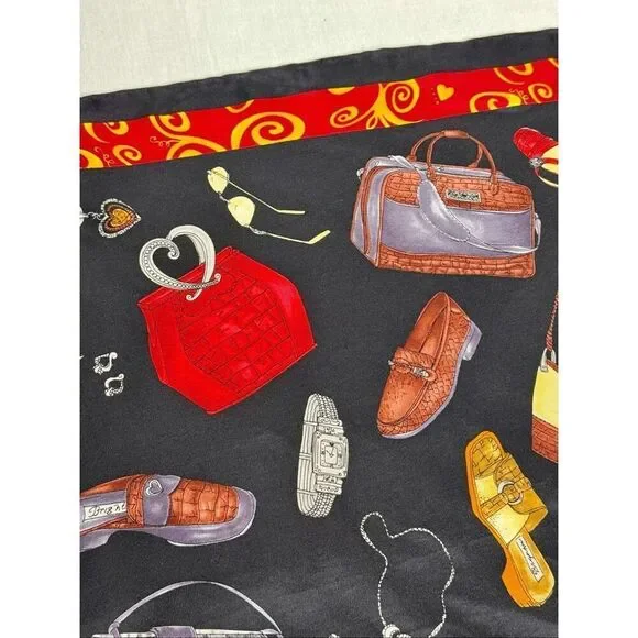 Brighton 100% silk scarf with fashion accessories print size 21” X 21” - Picture 10 of 12